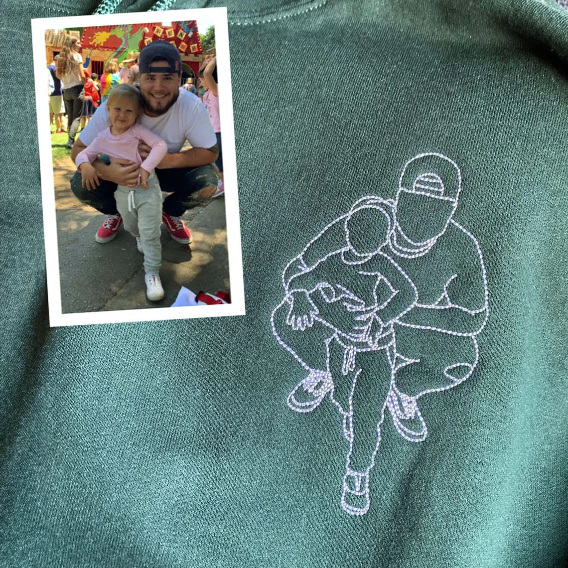 Every Dad Has A Story - Custom Embroidered Sweatshirt For Dad – Personalized Portrait From Photo