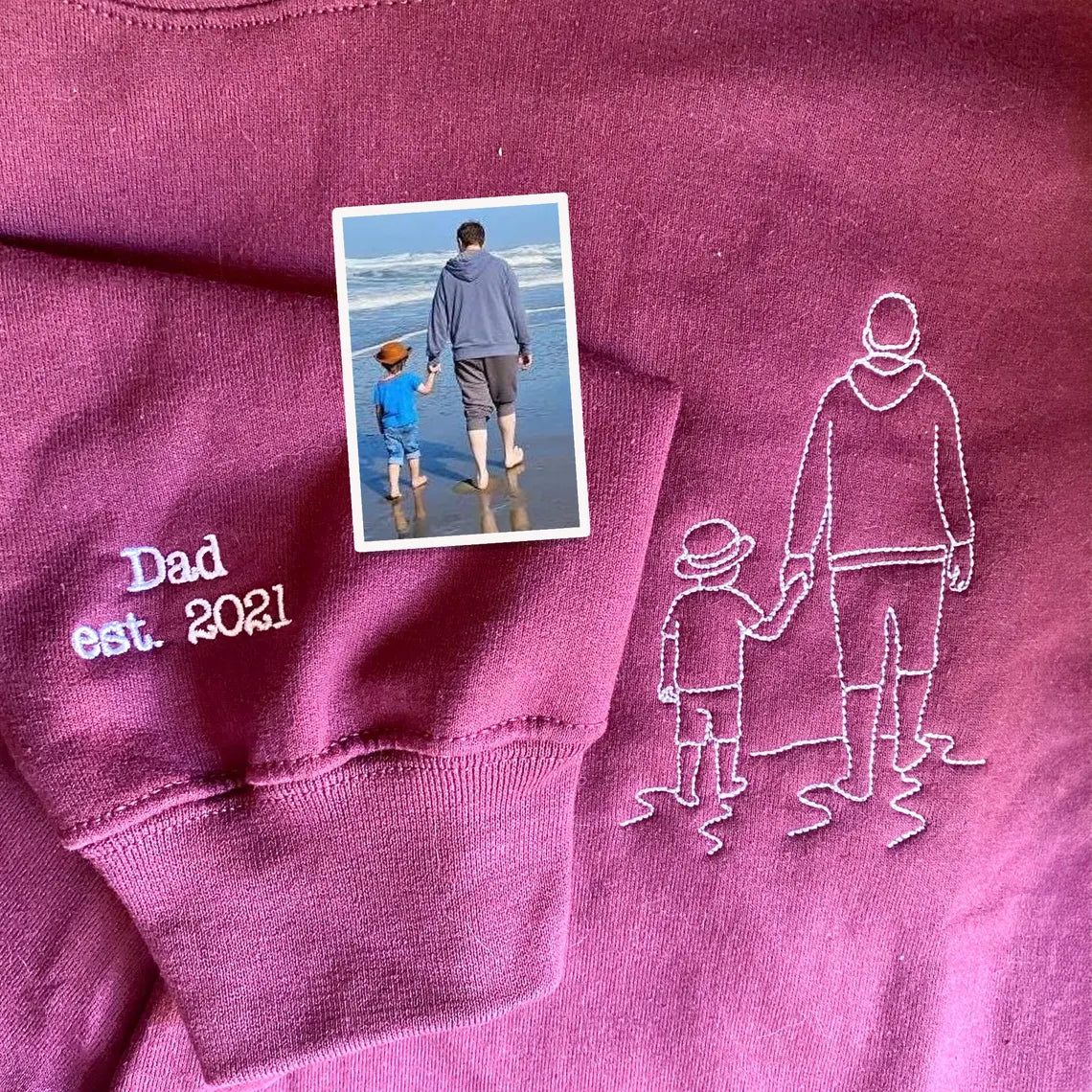 Every Dad Has A Story - Custom Embroidered Sweatshirt For Dad – Personalized Portrait From Photo