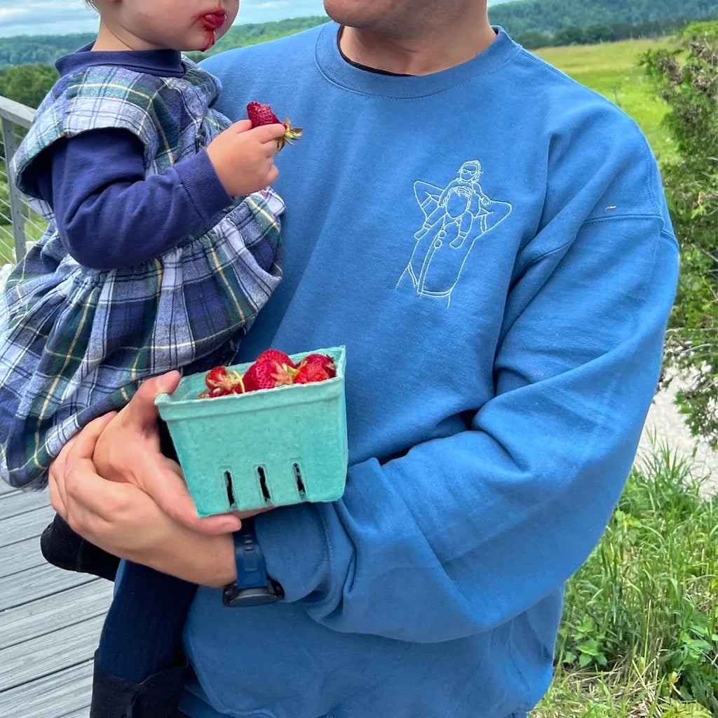 Every Dad Has A Story - Custom Embroidered Sweatshirt For Dad – Personalized Portrait From Photo