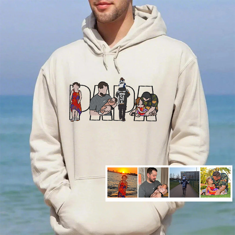 Personalisiertes Papa EST Sweatshirt mit Stickerei – Personalisierter Papa & Opa Hoodie mit Namen der Kinder auf dem Ärmel