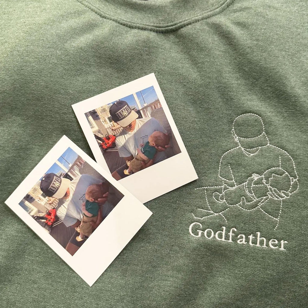 Every Dad Has A Story - Custom Embroidered Sweatshirt For Dad – Personalized Portrait From Photo