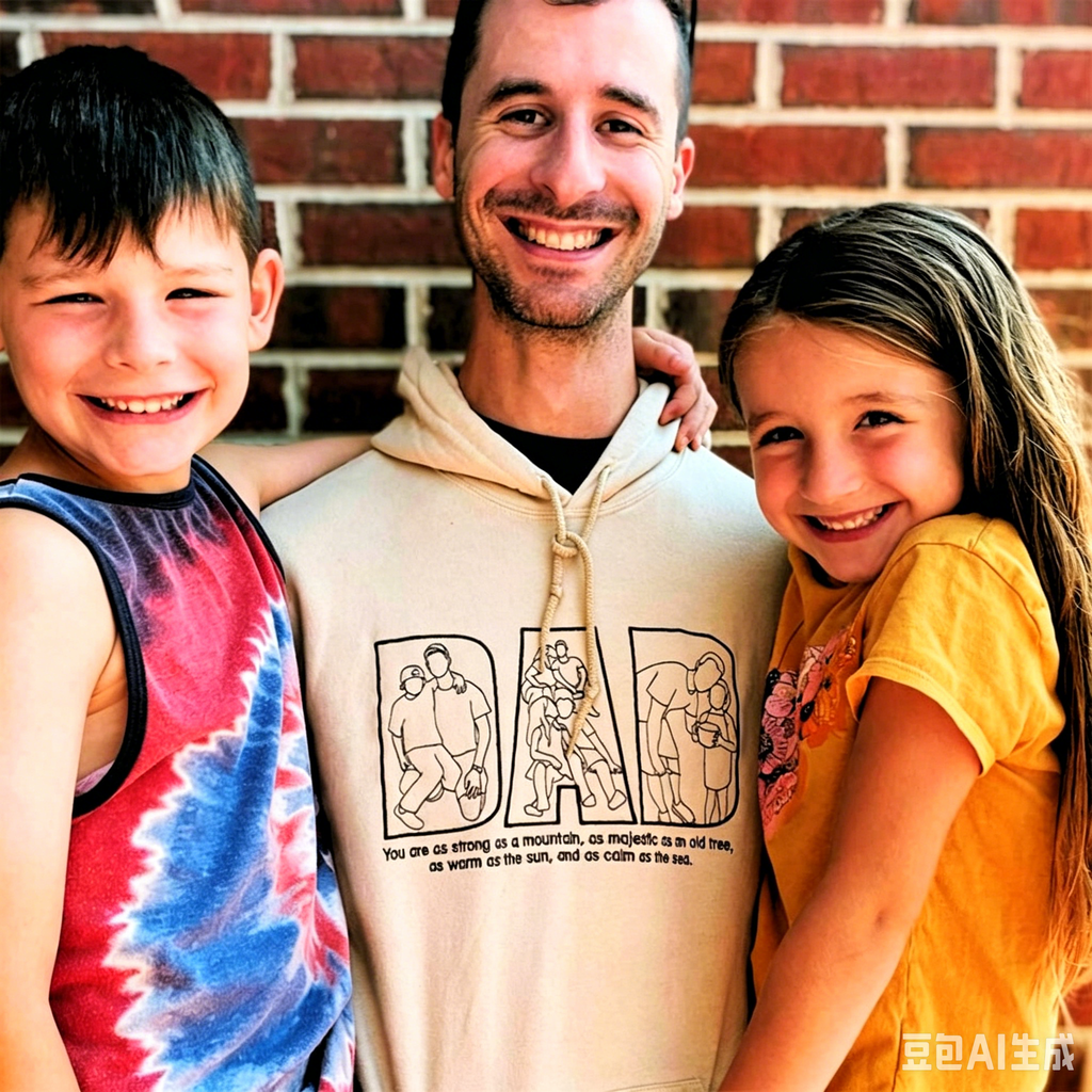 Custom Dad & Kids Silhouette Sweatshirt – Personalized Embroidered Letters with Child Photo – Papa, Daddy, Father’s Day Gift