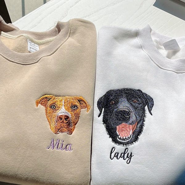 Sudadera / sudadera con capucha bordada personalizada con cara de mascota – Retrato de perro y gato personalizado a partir de foto, regalo para amantes de mascotas