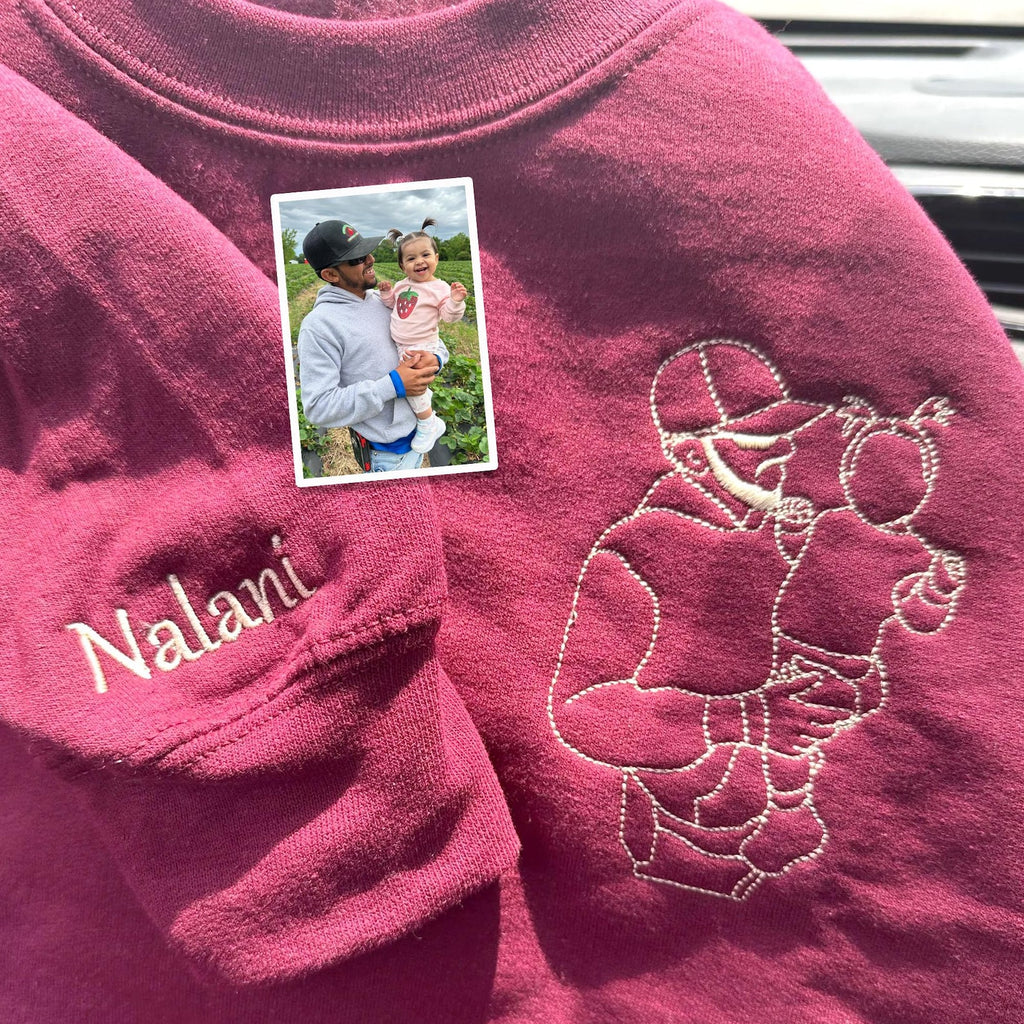 Every Dad Has A Story - Custom Embroidered Sweatshirt For Dad – Personalized Portrait From Photo