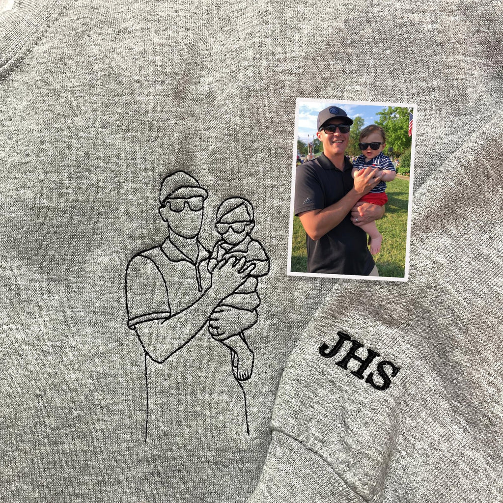 Every Dad Has A Story - Custom Embroidered Sweatshirt For Dad – Personalized Portrait From Photo