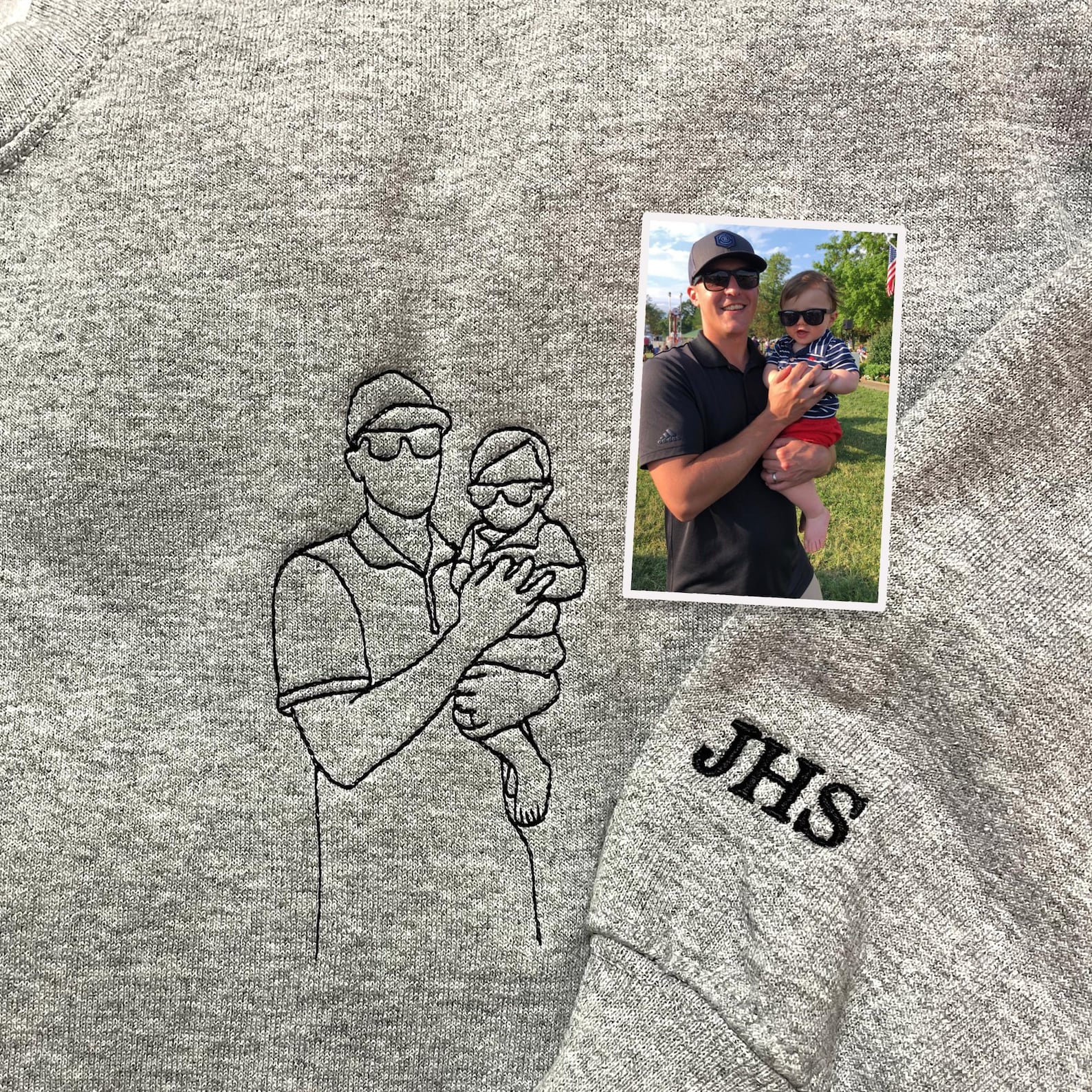 Every Dad Has A Story - Custom Embroidered Sweatshirt For Dad – Personalized Portrait From Photo