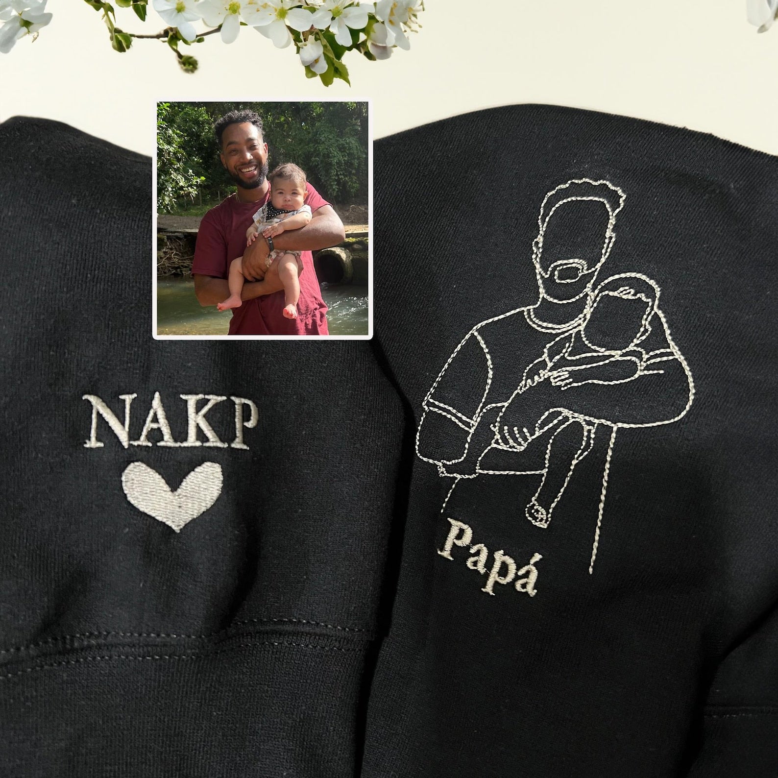 Every Dad Has A Story - Custom Embroidered Sweatshirt For Dad – Personalized Portrait From Photo