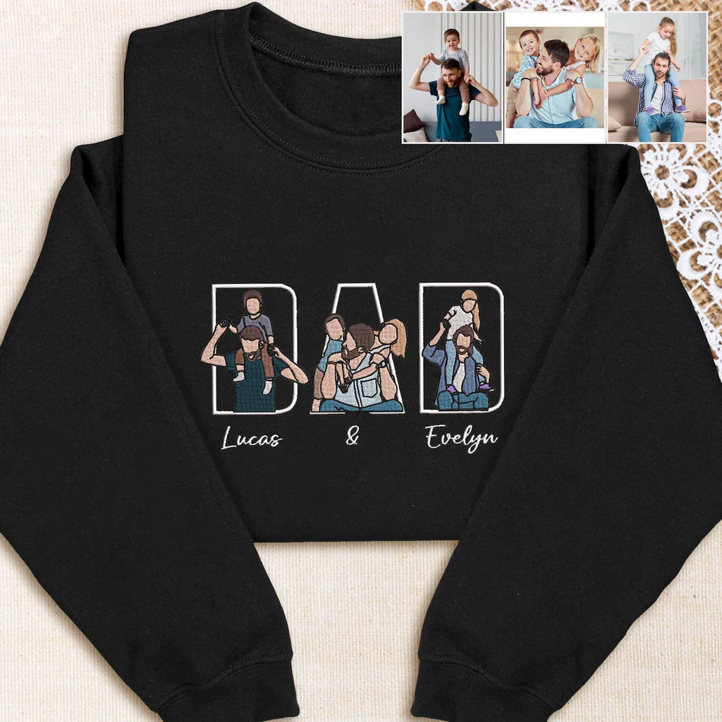 Personalisiertes Papa EST Sweatshirt mit Stickerei – Personalisierter Papa & Opa Hoodie mit Namen der Kinder auf dem Ärmel