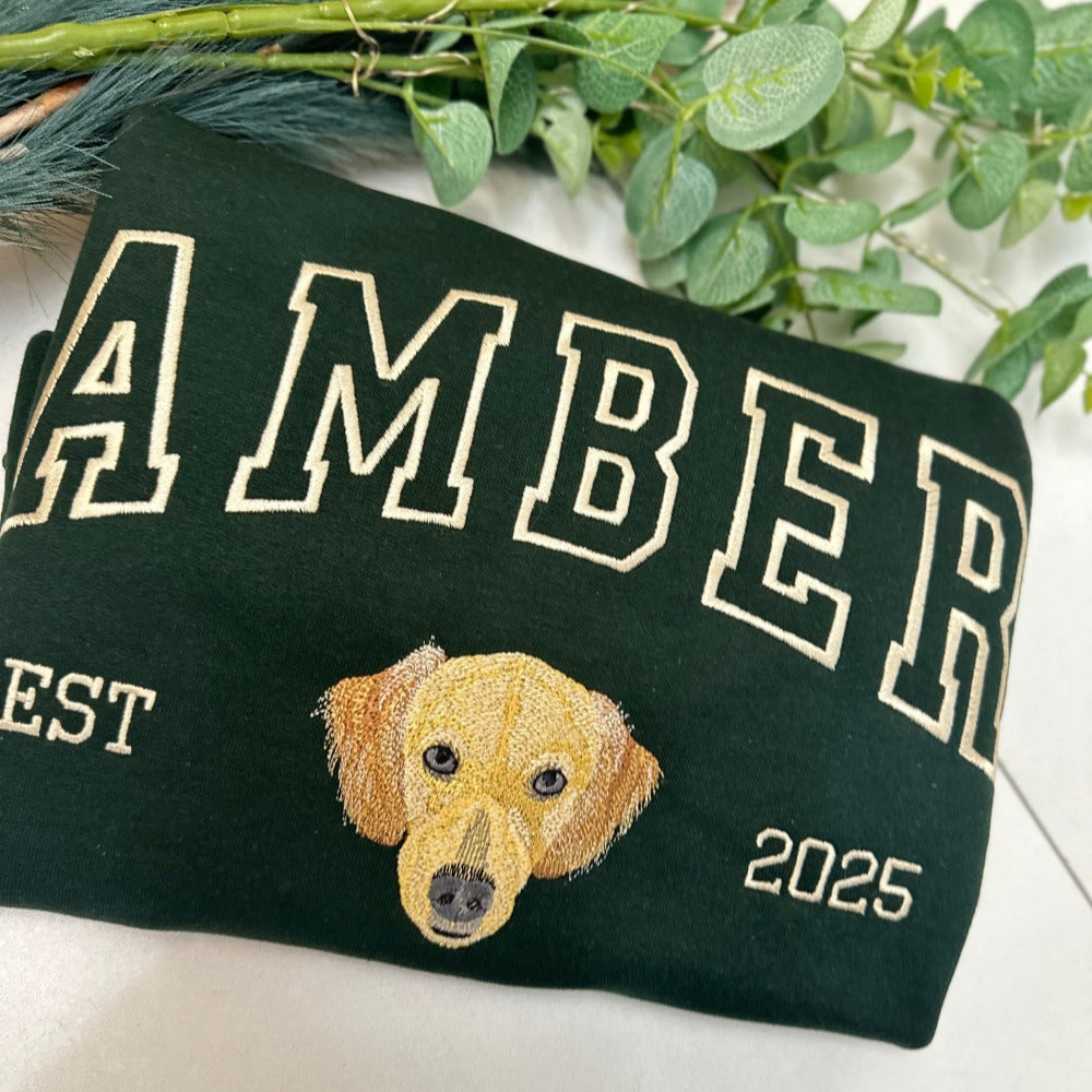 Individuell besticktes Haustier-Gesicht Sweatshirt / Hoodie – Personalisiertes Hunde- & Katzenporträt nach Foto, Geschenk für Tierliebhaber