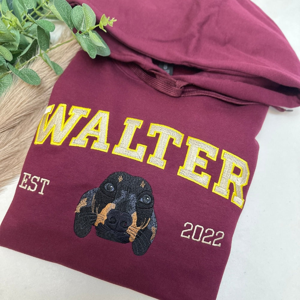 Individuell besticktes Haustier-Gesicht Sweatshirt / Hoodie – Personalisiertes Hunde- & Katzenporträt nach Foto, Geschenk für Tierliebhaber