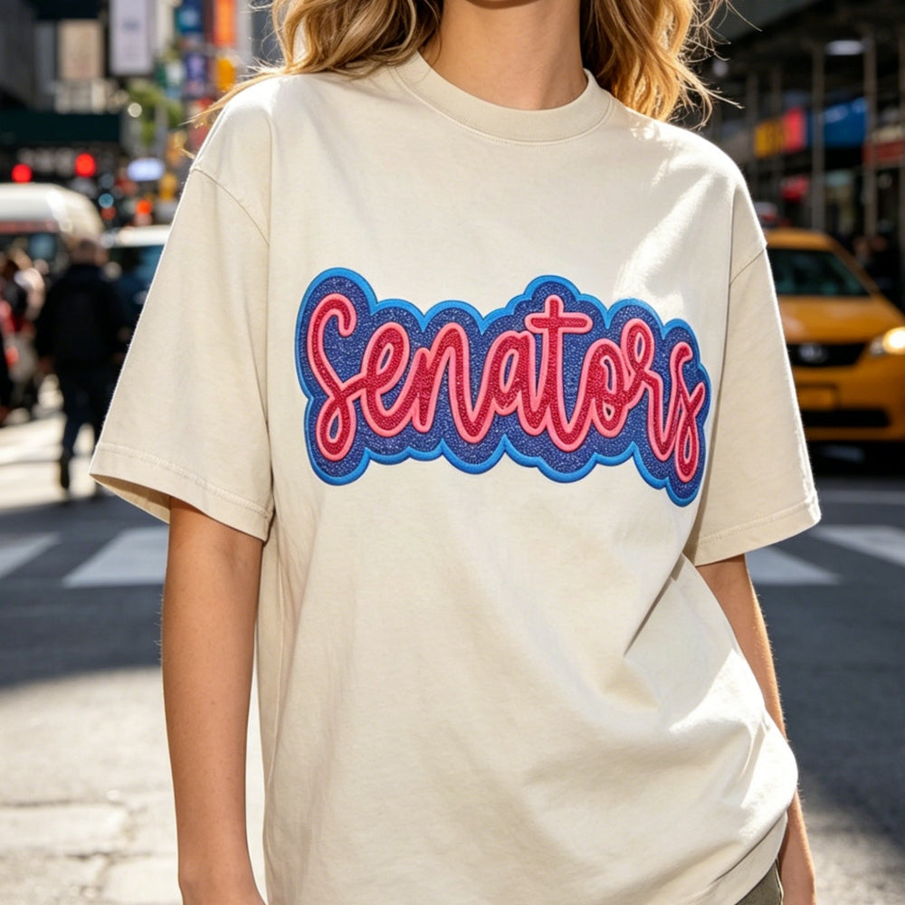 Custom Glitter Embroidered Washed Vintage Tee / Sweatshirt / Hoodie – Retro Personalized Streetwear