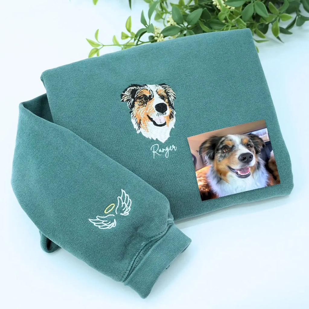 Sudadera / sudadera con capucha bordada personalizada con cara de mascota – Retrato de perro y gato personalizado a partir de foto, regalo para amantes de mascotas