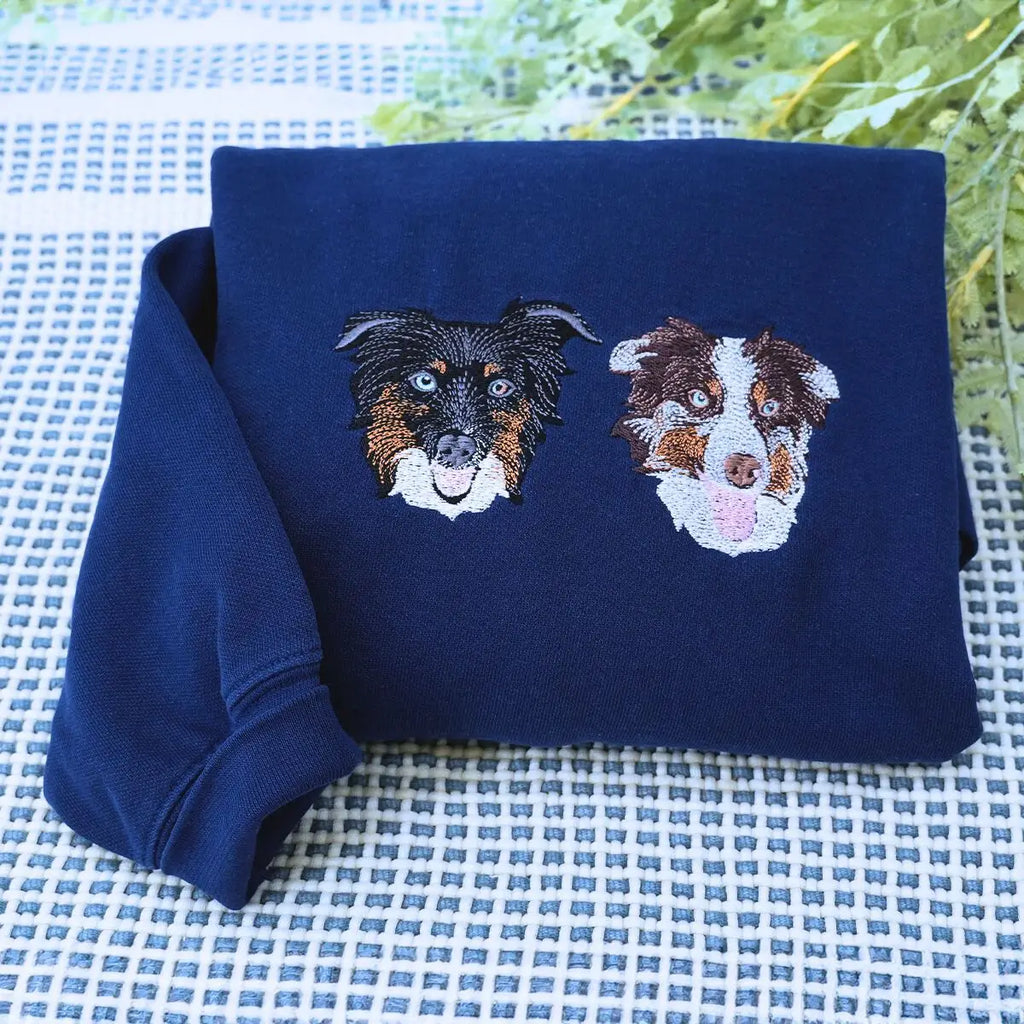 Sudadera / sudadera con capucha bordada personalizada con cara de mascota – Retrato de perro y gato personalizado a partir de foto, regalo para amantes de mascotas