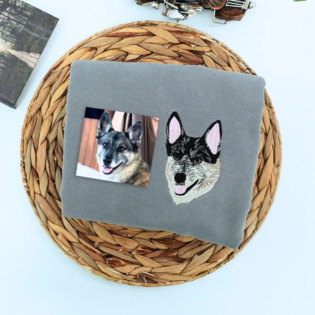 Sudadera / sudadera con capucha bordada personalizada con cara de mascota – Retrato de perro y gato personalizado a partir de foto, regalo para amantes de mascotas