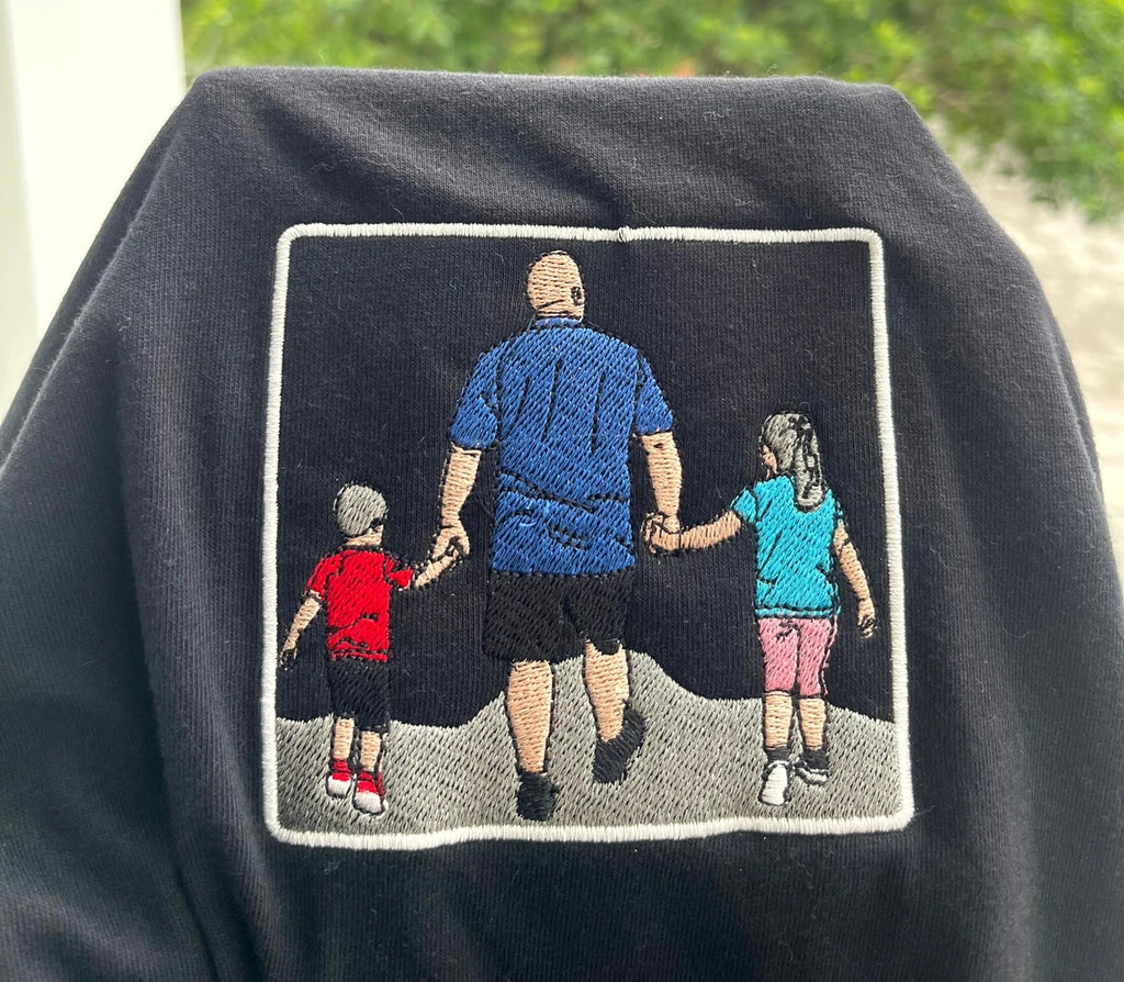 Custom Embroidered Family Photo Sweatshirt – Personalized Portrait Crewneck with Photo Border for Mom & Dad