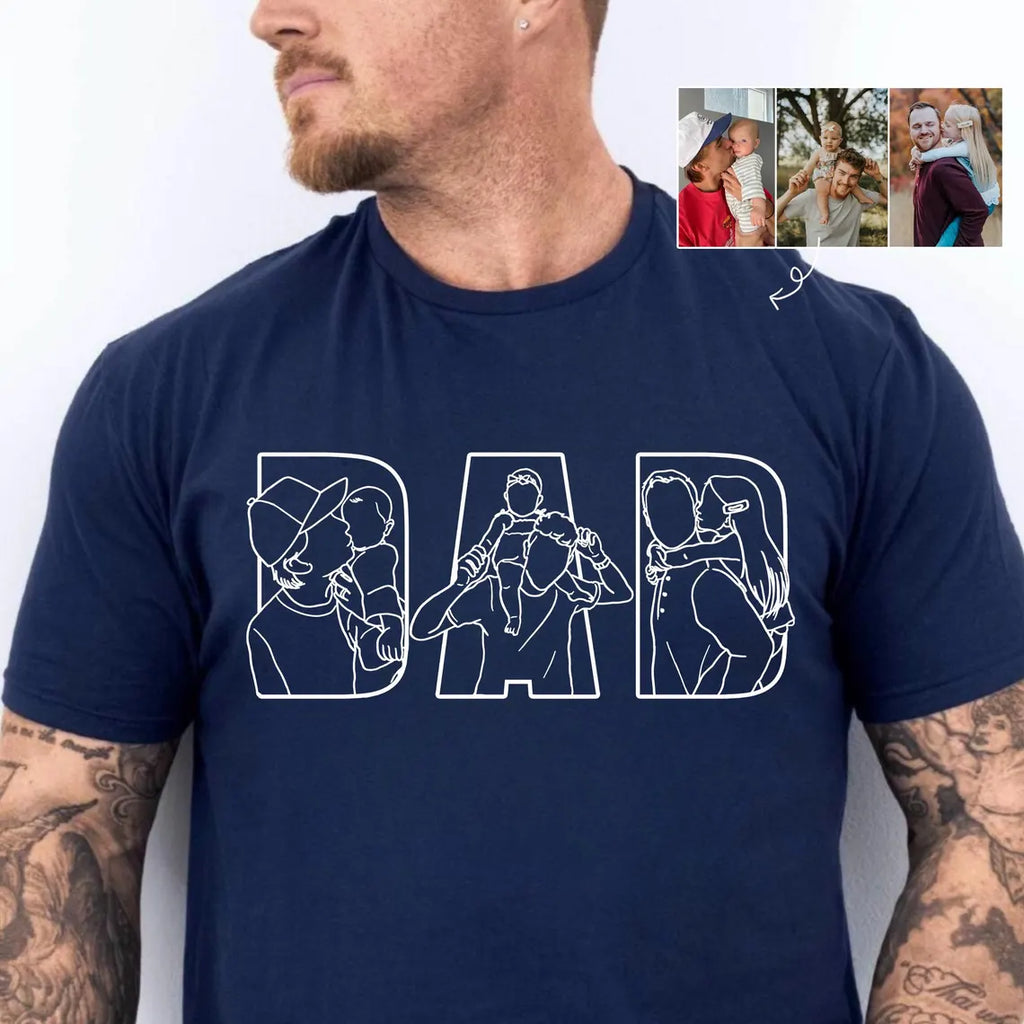 Custom Dad & Kids Silhouette Sweatshirt – Personalized Embroidered Letters with Child Photo – Papa, Daddy, Father’s Day Gift