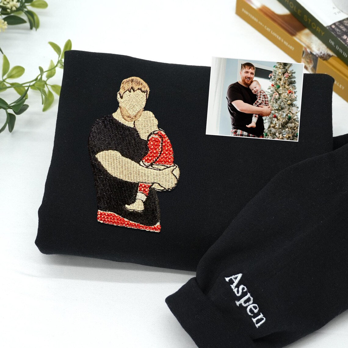 👨‍👦 New Dad Memories – Custom Father & Kid Embroidered Sweatshirt & Hoodie, Personalized Photo Gift for Dad
