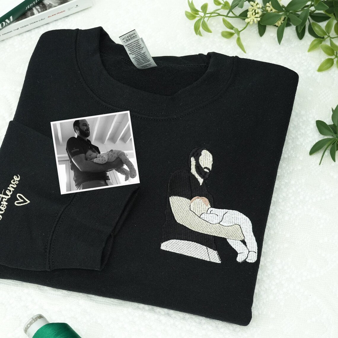 👨‍👦 New Dad Memories – Custom Father & Kid Embroidered Sweatshirt & Hoodie, Personalized Photo Gift for Dad