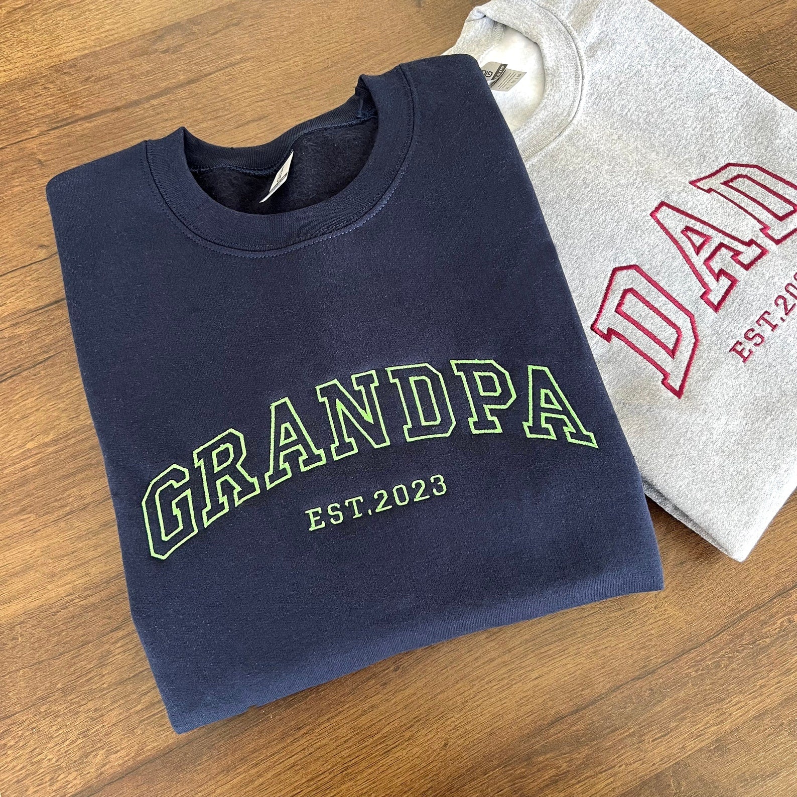 Custom Embroidered Sweatshirt – Grandpa, Dad, or New Dad Shirt with Names & Est Year, Perfect Father’s Day Gift