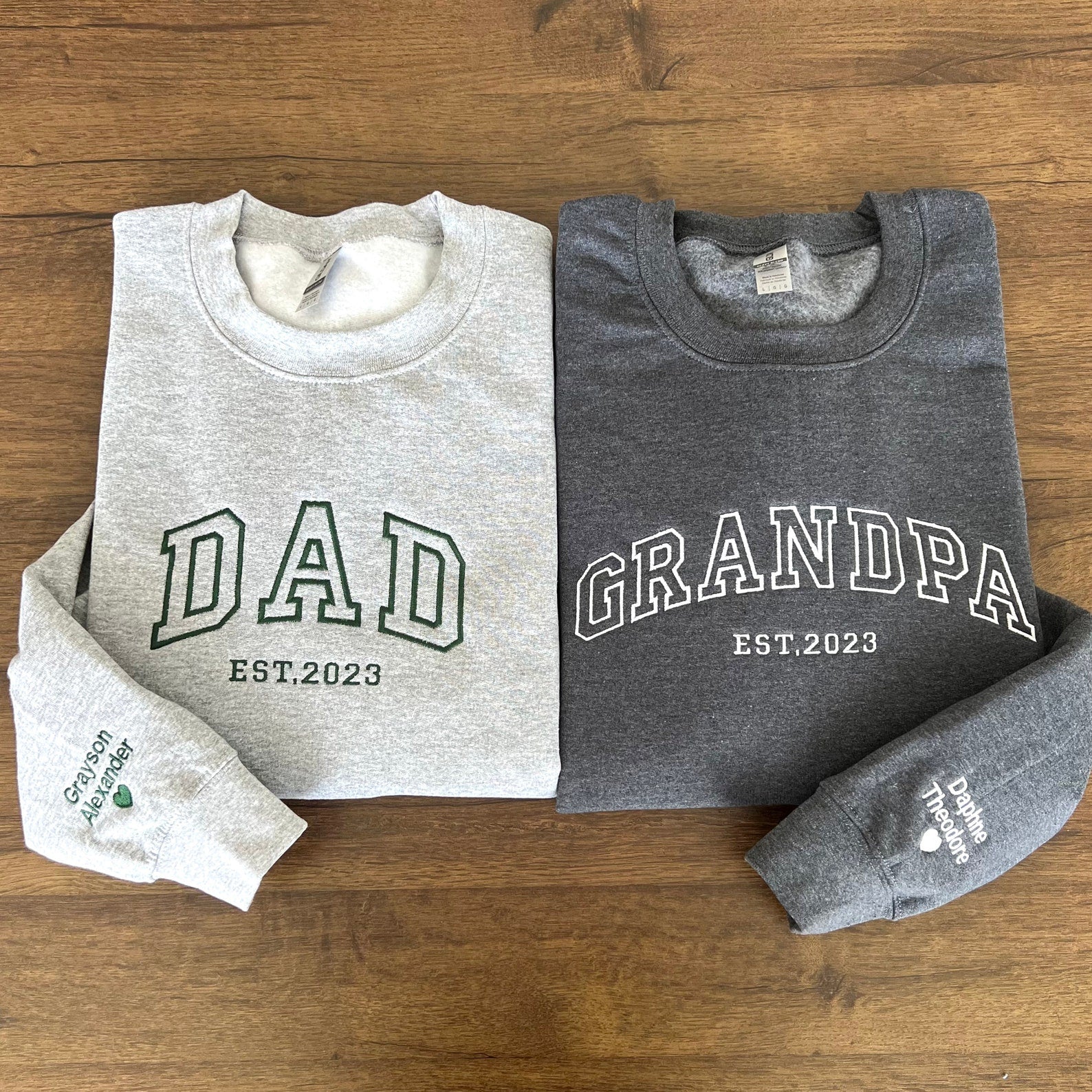 Custom Embroidered Sweatshirt – Grandpa, Dad, or New Dad Shirt with Names & Est Year, Perfect Father’s Day Gift