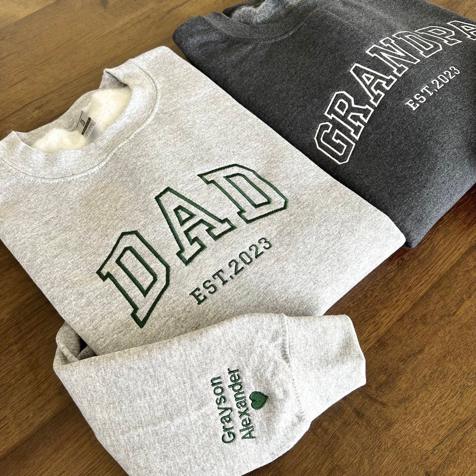 Custom Embroidered Sweatshirt – Grandpa, Dad, or New Dad Shirt with Names & Est Year, Perfect Father’s Day Gift