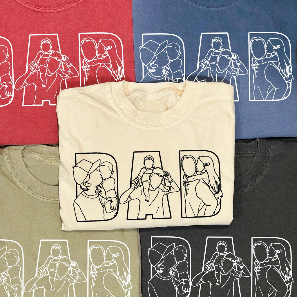 Custom Dad & Kids Silhouette Sweatshirt – Personalized Embroidered Letters with Child Photo – Papa, Daddy, Father’s Day Gift