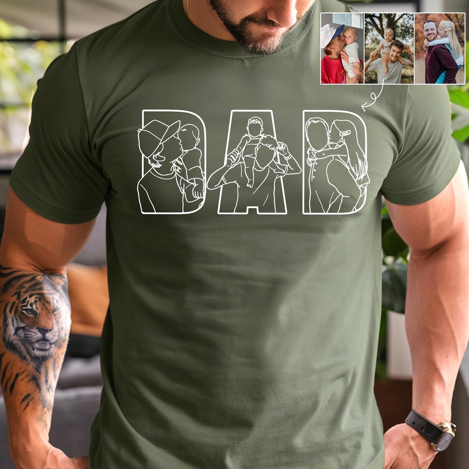 Custom Dad & Kids Silhouette Sweatshirt – Personalized Embroidered Letters with Child Photo – Papa, Daddy, Father’s Day Gift