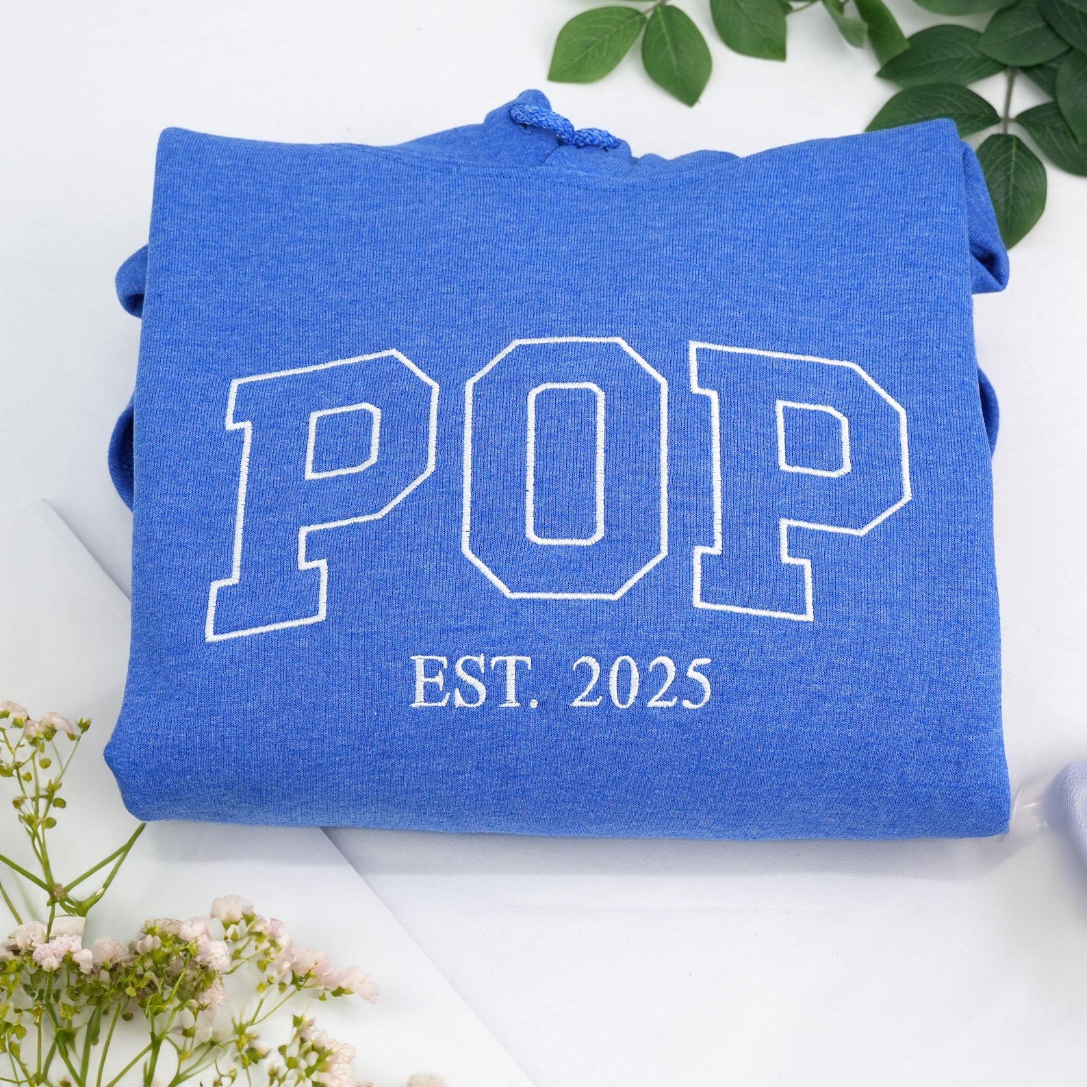 Custom Embroidered Papa EST Sweatshirt – Personalized Dad & Grandpa Hoodie with Kids’ Names on Sleeve
