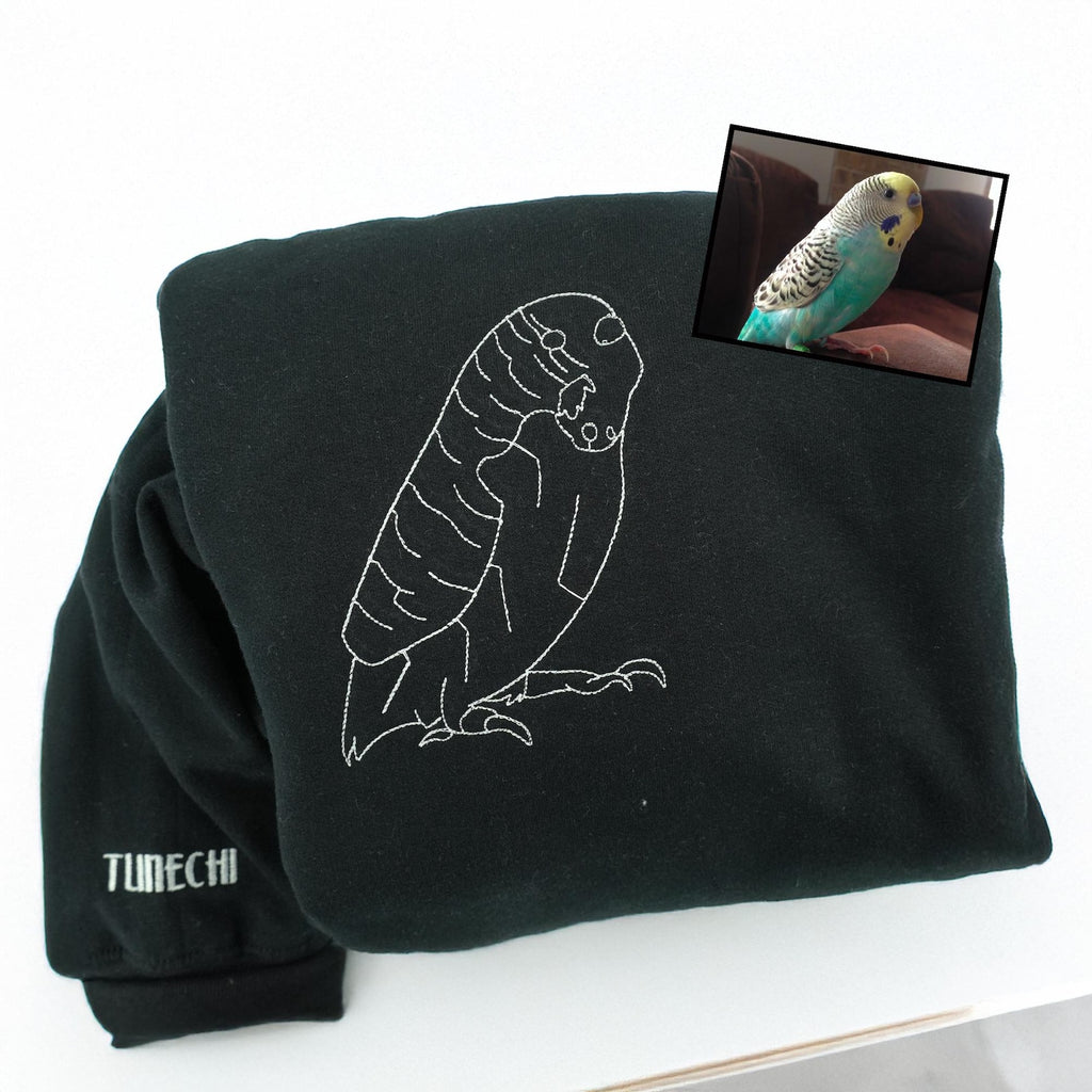 🐶🐱🐦🐴 Sudadera y Sudadera con Capucha Bordada de Mascota Personalizada – Arte Lineal Personalizado a Partir de Foto, Perros, Gatos, Aves, Caballos y Cualquier Animal