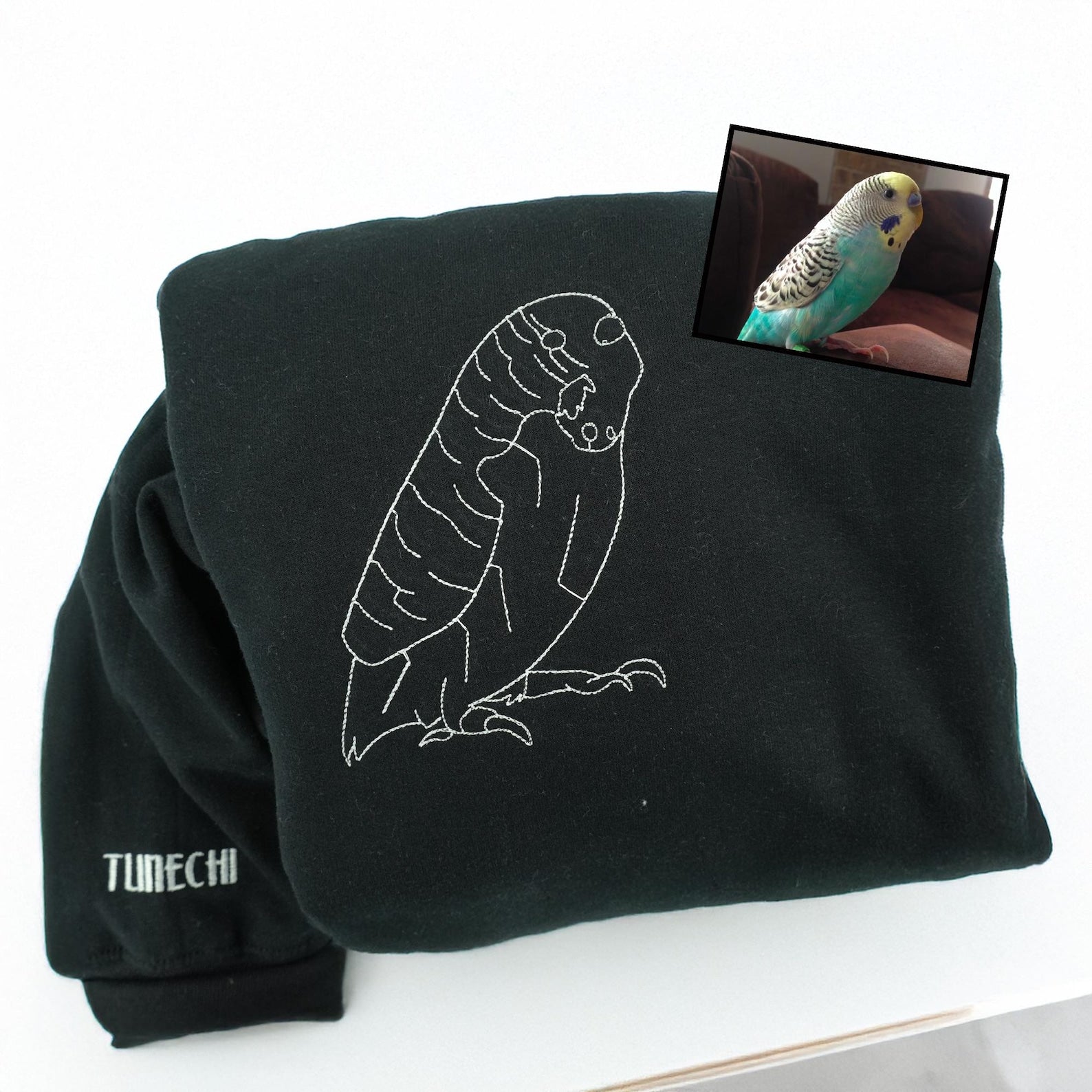 🐶🐱🐦🐴 Besticktes Haustier-Sweatshirt & Hoodie nach Maß – personalisierte Strichzeichnung vom Foto, Hunde, Katzen, Vögel, Pferde & jedes Tier