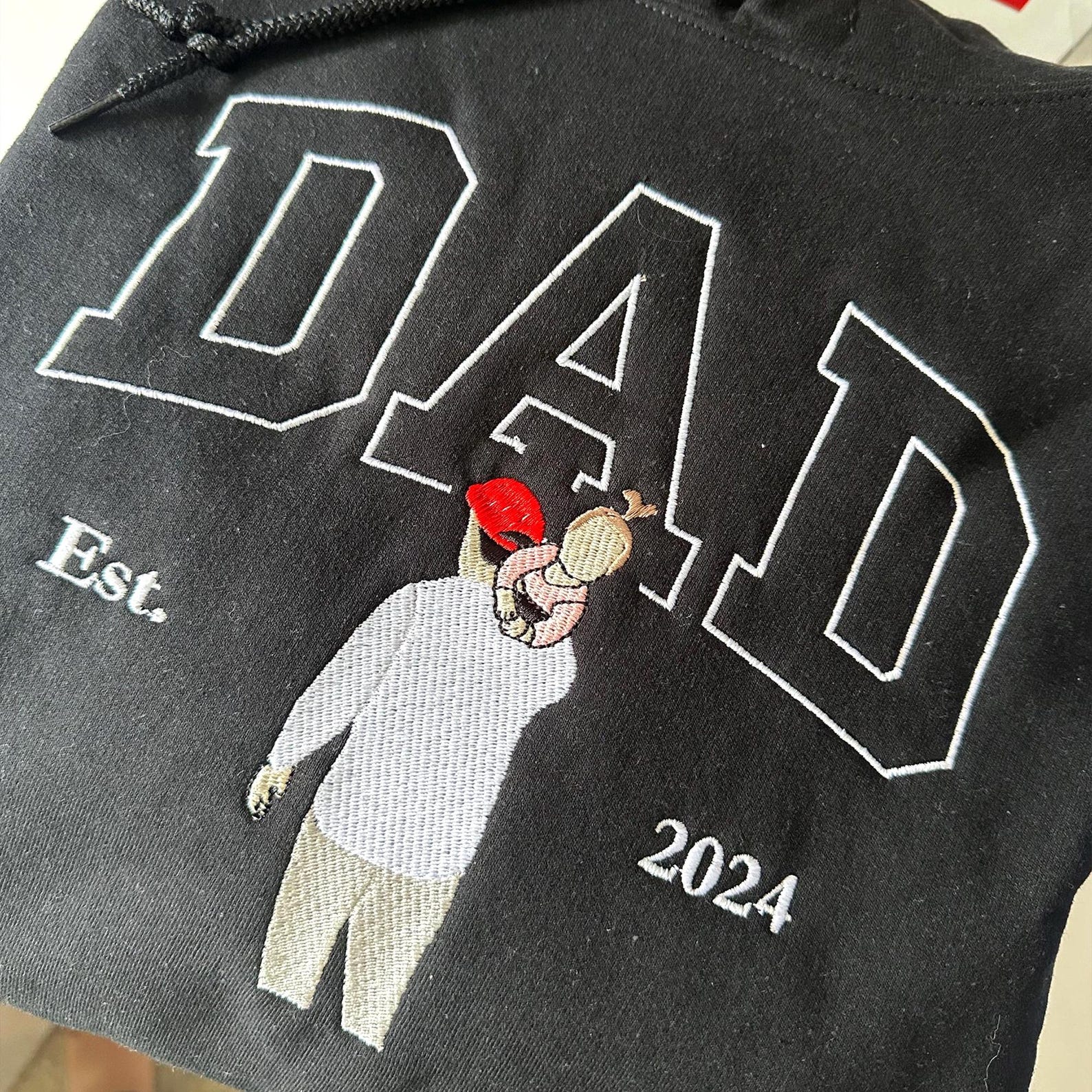 Custom Embroidered Papa/Papi/Papá/Dad Sweatshirt & Hoodie – Personalized Father & Child Photo Gift