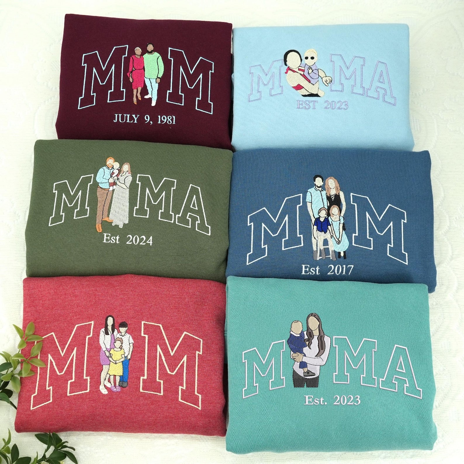Carry Their Love, Wear Their Faces – Personalized Mama Sweatshirt & Hoodie – Custom Embroidered Kids Portrait Crewneck