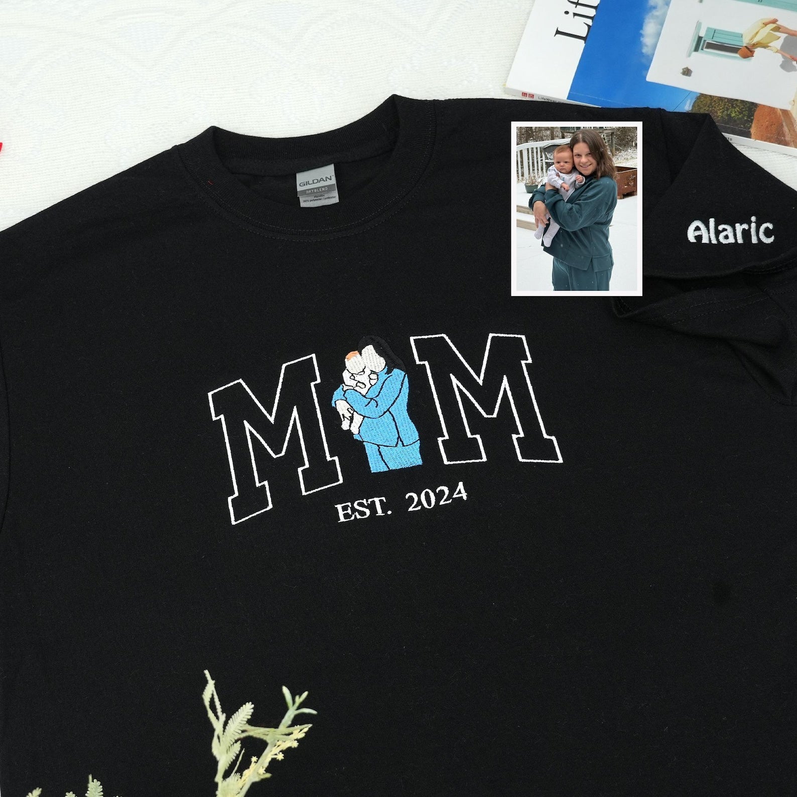 Carry Their Love, Wear Their Faces – Personalized Mama Sweatshirt & Hoodie – Custom Embroidered Kids Portrait Crewneck