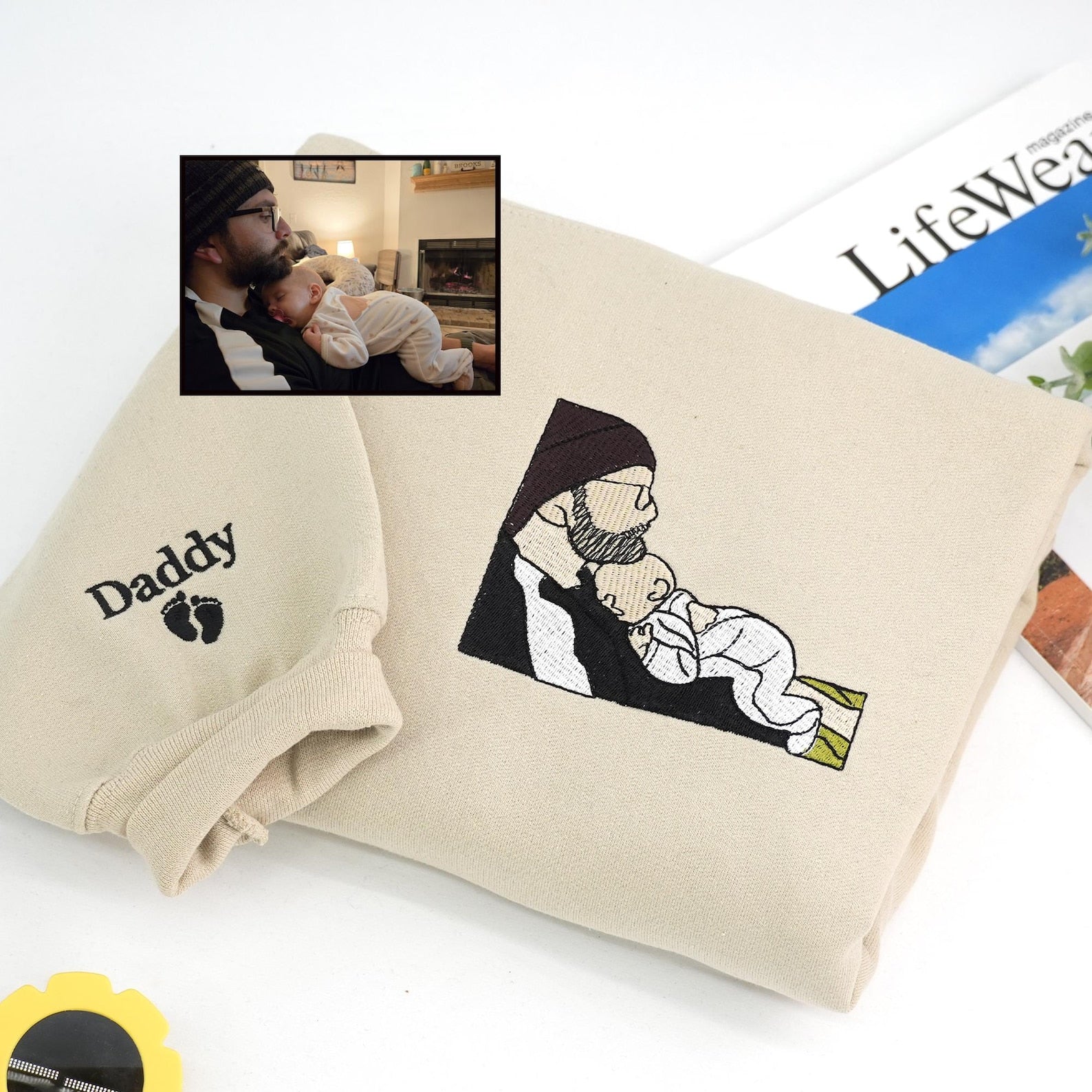 👨‍👦 Neue Papa-Erinnerungen – Besticktes Sweatshirt & Hoodie für Vater & Kind, Personalisiertes Fotogeschenk für Papa
