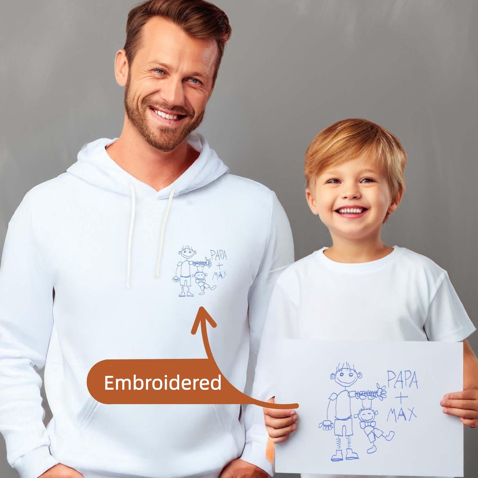 Personalized Children’s Drawing Embroidered T-Shirt, Sweatshirt & Hoodie – Custom Kids’ Art Design