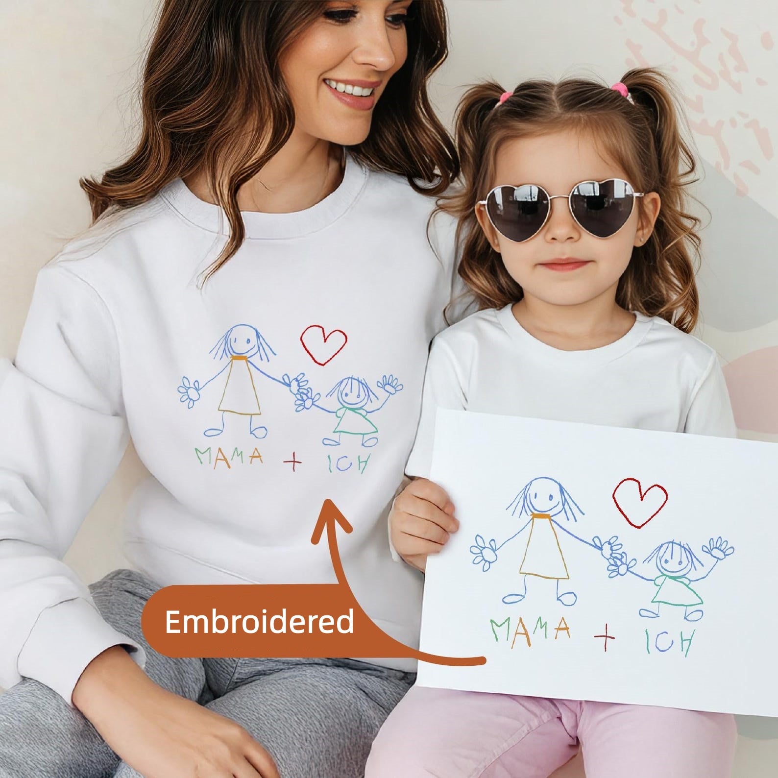 Personalized Children’s Drawing Embroidered T-Shirt, Sweatshirt & Hoodie – Custom Kids’ Art Design