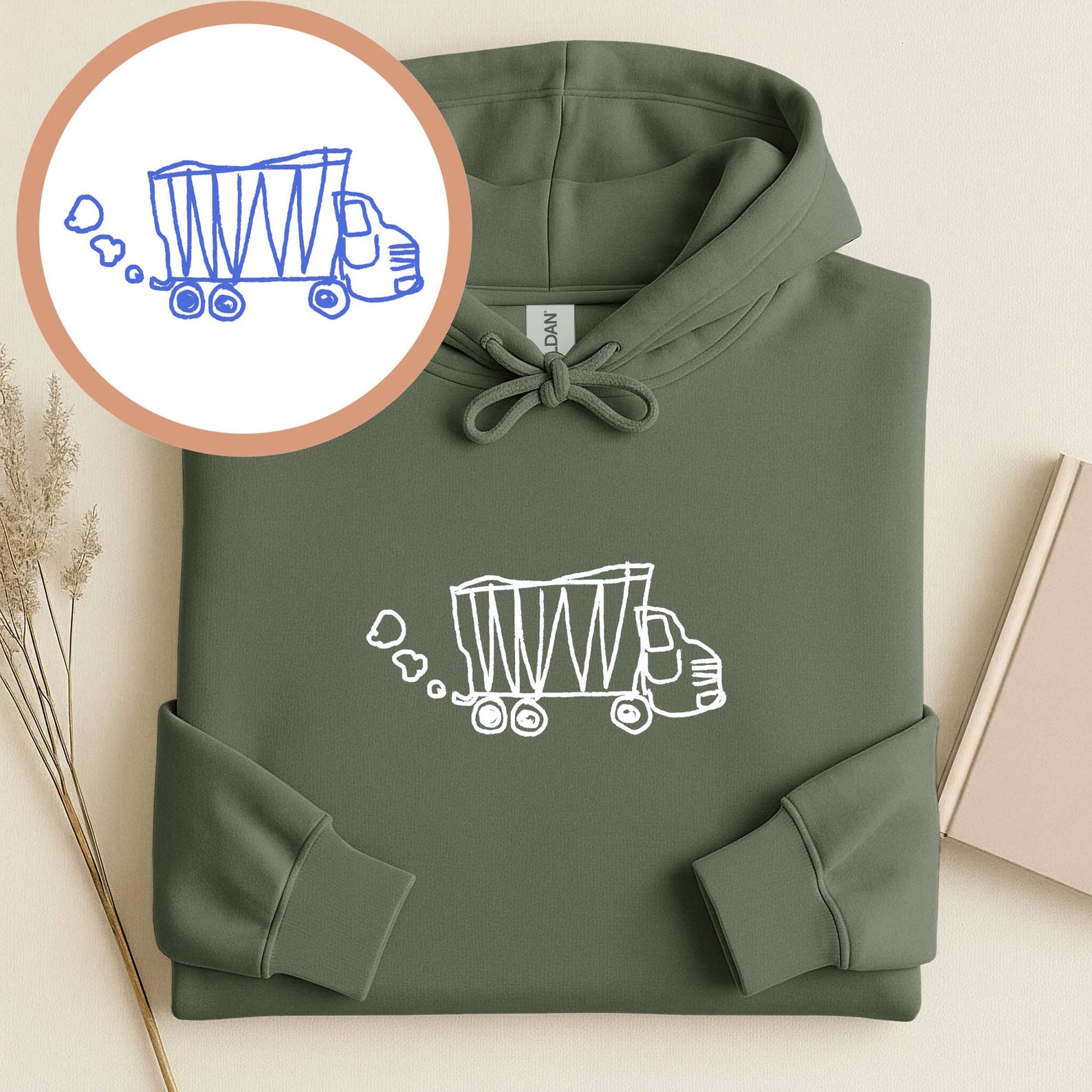 Personalized Children’s Drawing Embroidered T-Shirt, Sweatshirt & Hoodie – Custom Kids’ Art Design