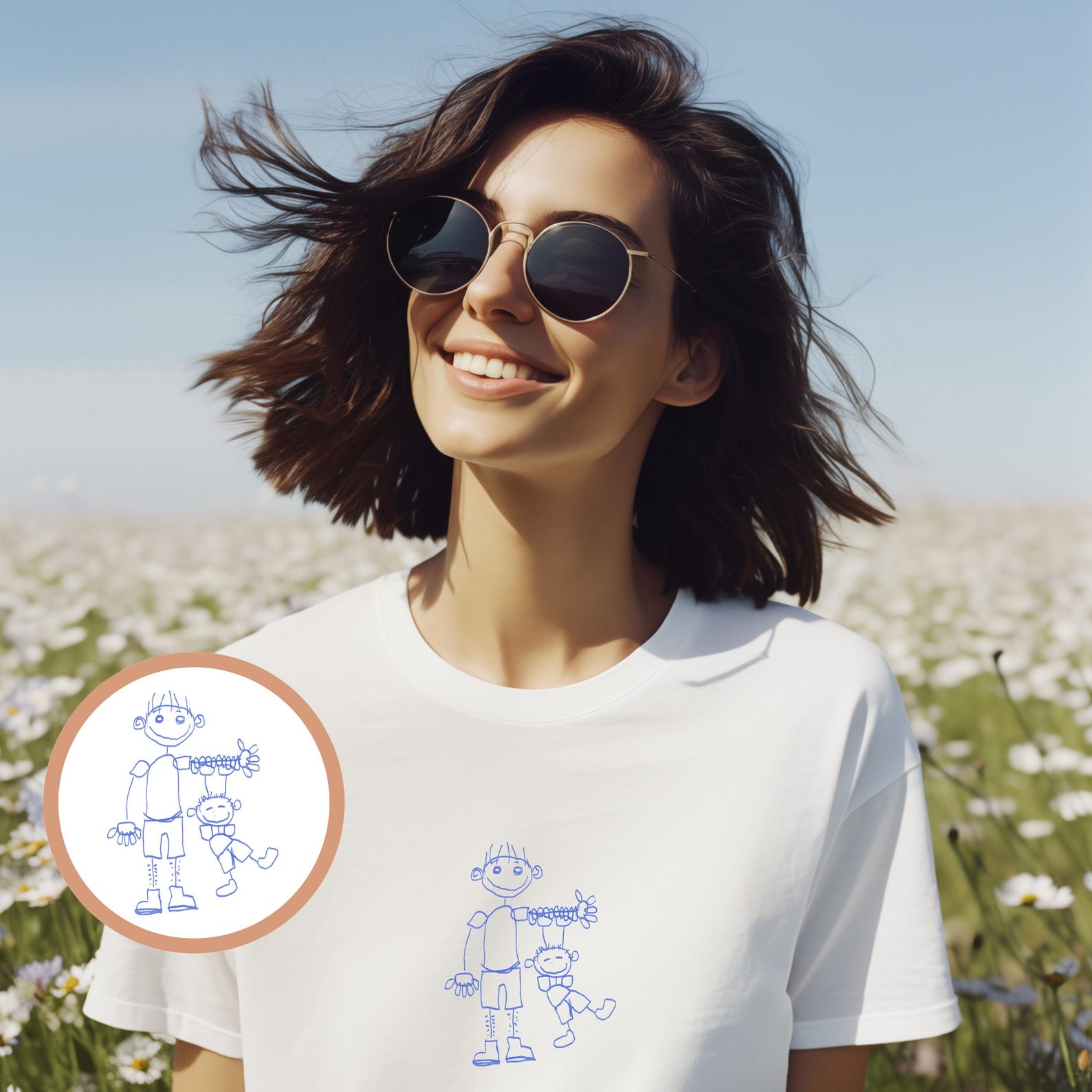 Personalized Children’s Drawing Embroidered T-Shirt, Sweatshirt & Hoodie – Custom Kids’ Art Design