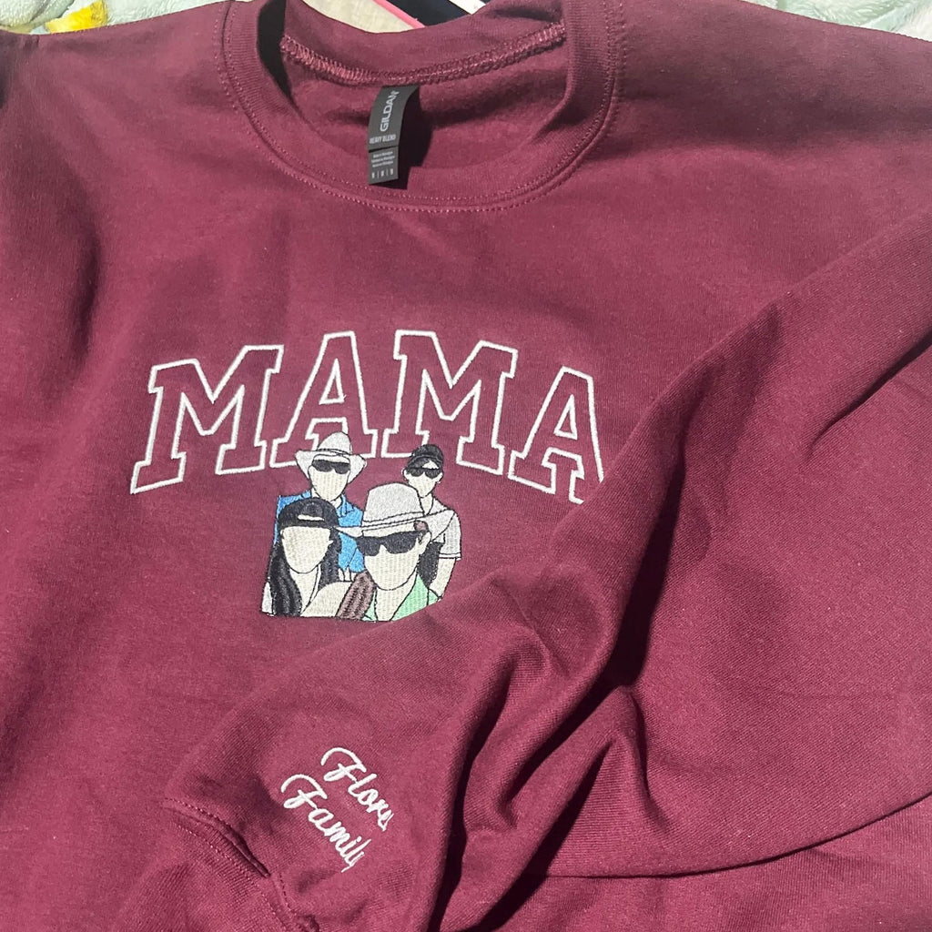 Sudadera con Capucha de Retrato de Mamá Personalizada con Nombres de Niños, Regalo Perfecto para Mamá