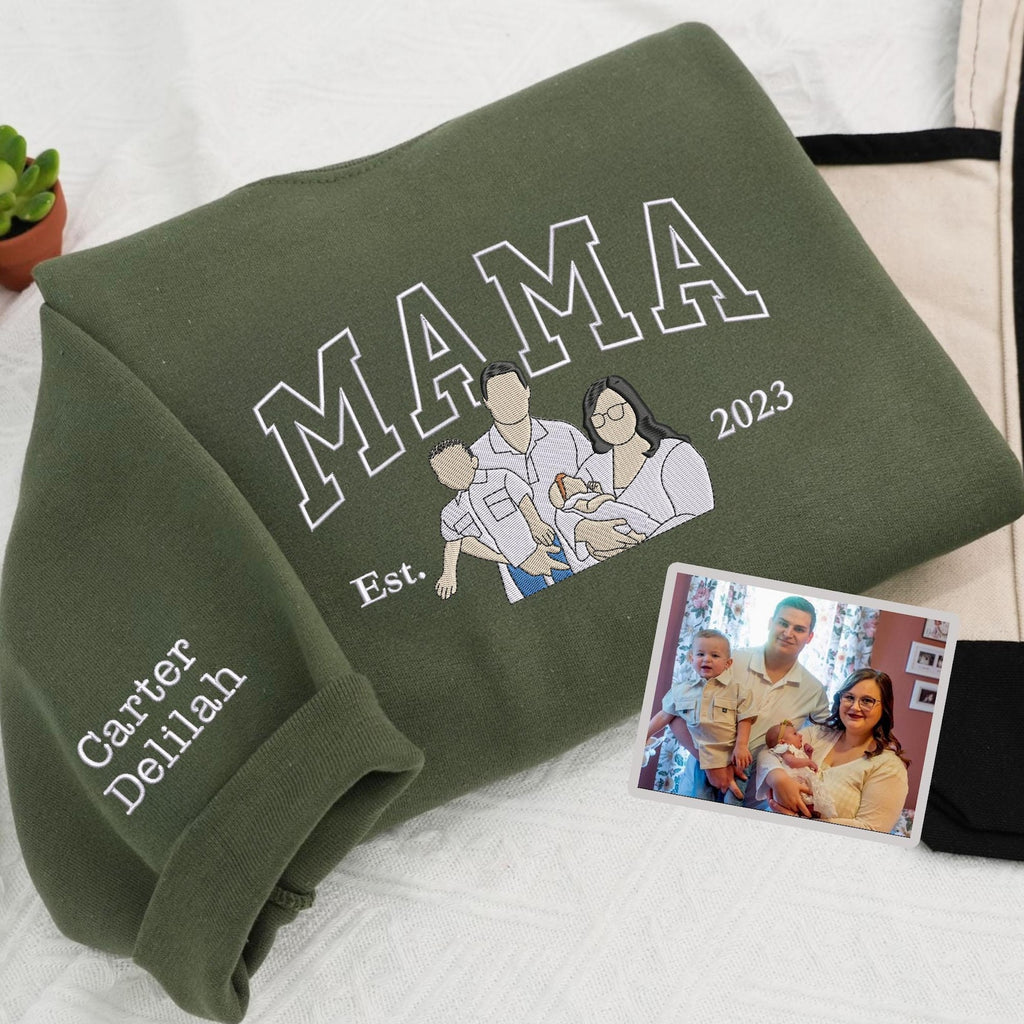 Sudadera con Capucha de Retrato de Mamá Personalizada con Nombres de Niños, Regalo Perfecto para Mamá