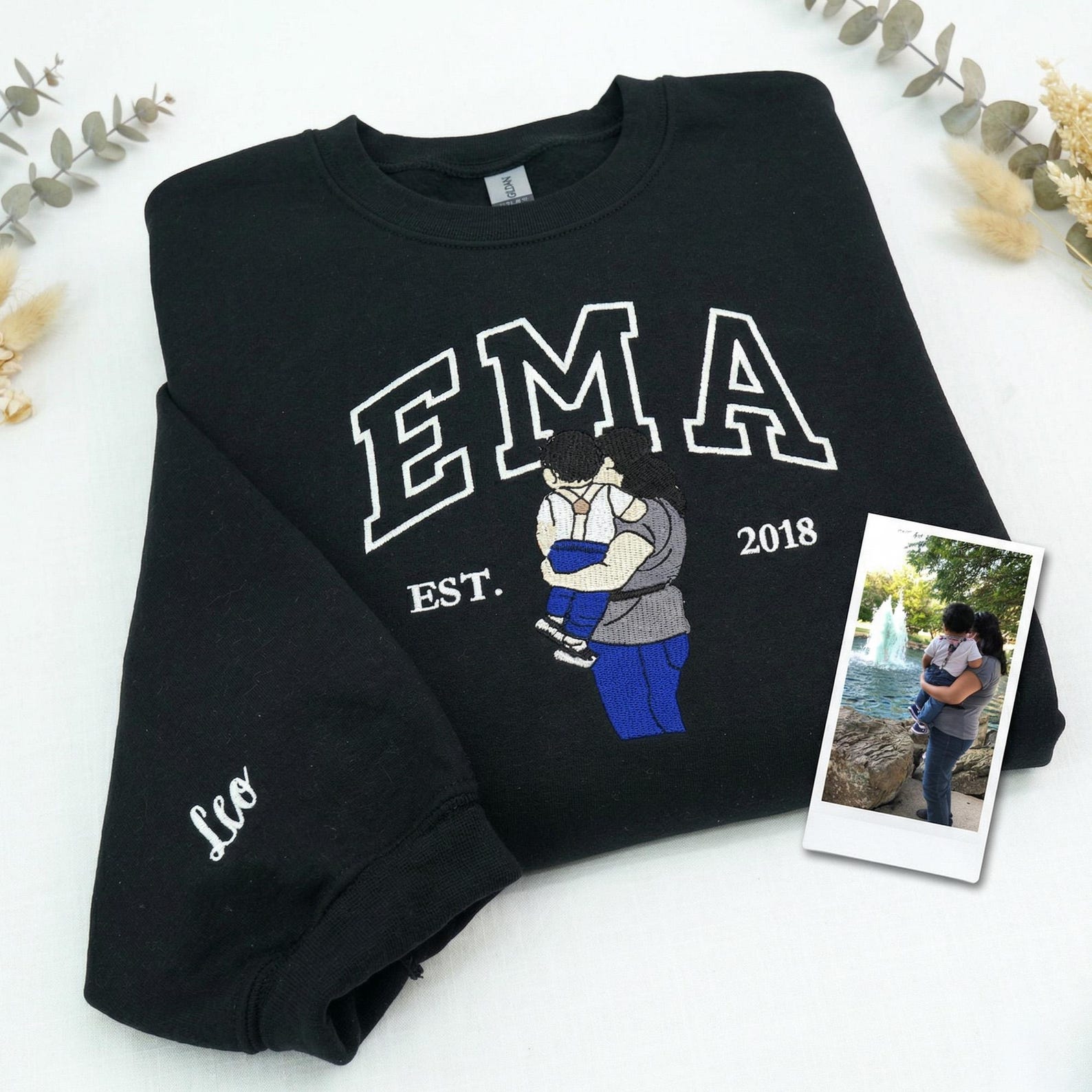 Personalisiertes besticktes Mama-Sweatshirt – Hoodie mit individuellem Foto-Portrait, perfektes Geschenk für Mama