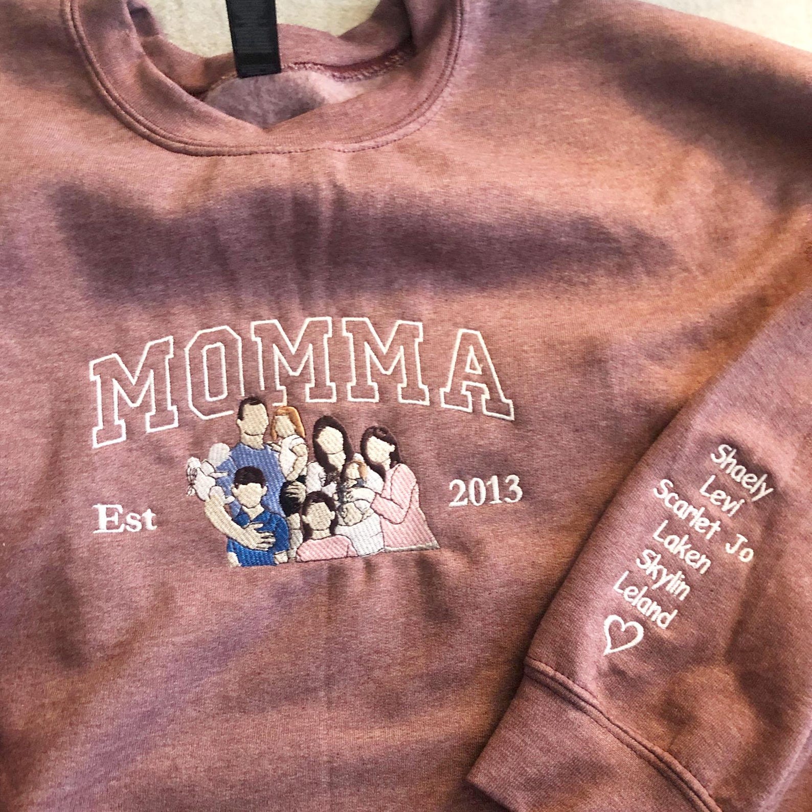 Personalisiertes besticktes Mama-Sweatshirt – Hoodie mit individuellem Foto-Portrait, perfektes Geschenk für Mama