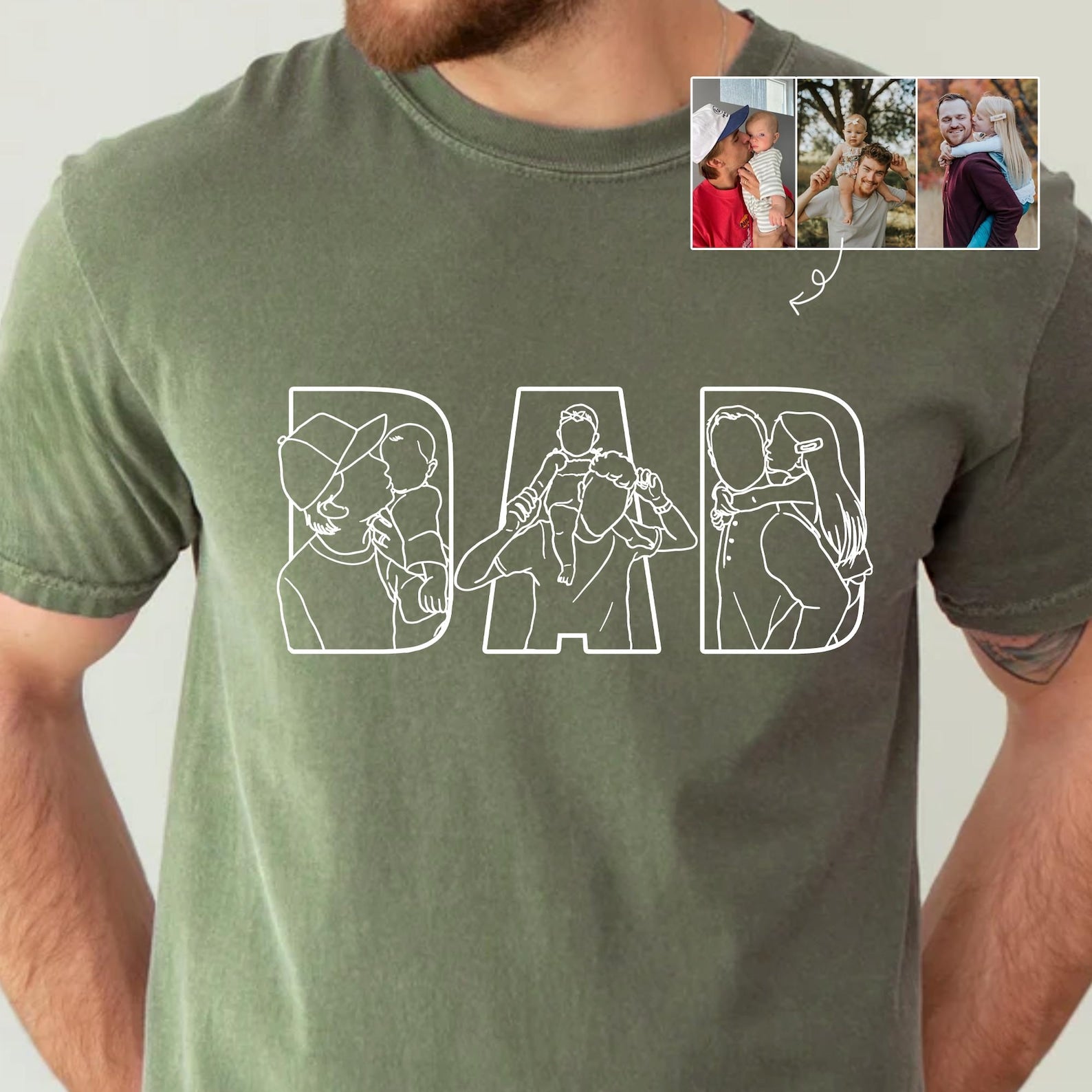 Custom Dad & Kids Silhouette Sweatshirt – Personalized Embroidered Letters with Child Photo – Papa, Daddy, Father’s Day Gift