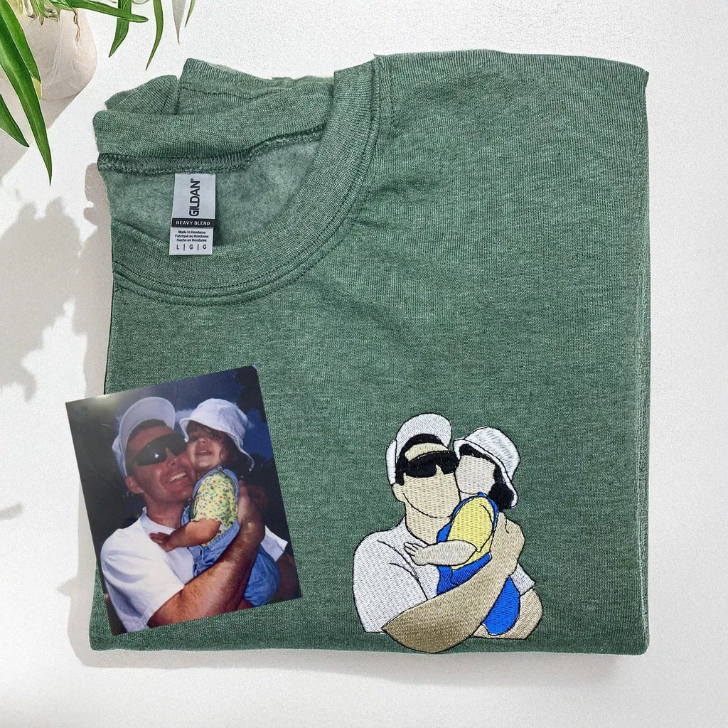 Custom Embroidered Portrait Hoodie – Personalized Family Photo Gift, Unique Keepsake Sweatshirt for Moms, Dads, and Loved Ones