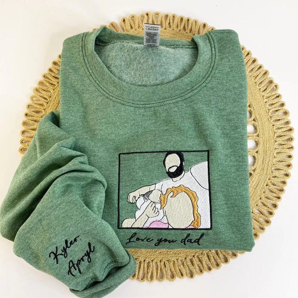 Custom Embroidered Portrait Hoodie – Personalized Family Photo Gift, Unique Keepsake Sweatshirt for Moms, Dads, and Loved Ones