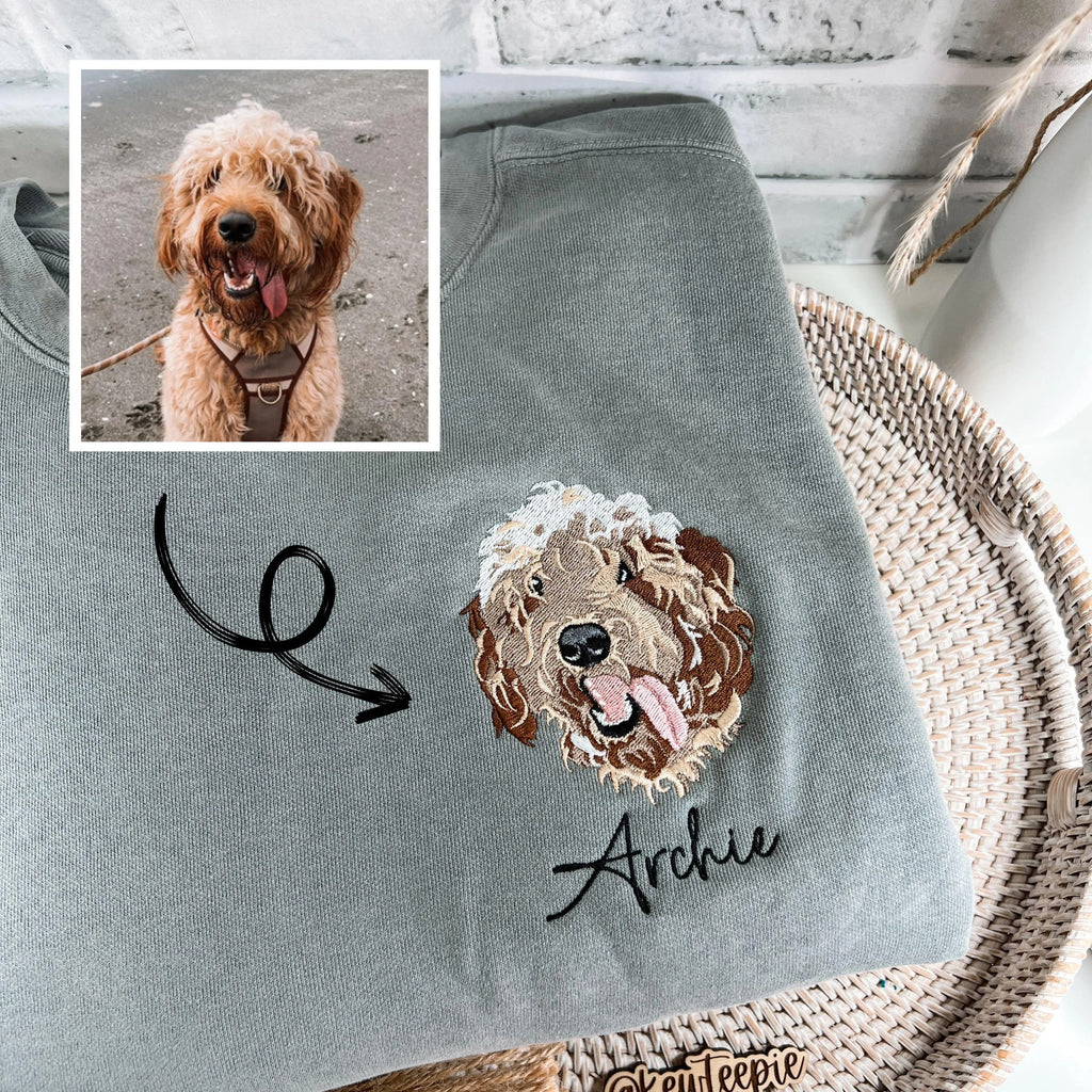 Sudadera / sudadera con capucha bordada personalizada con cara de mascota – Retrato de perro y gato personalizado a partir de foto, regalo para amantes de mascotas