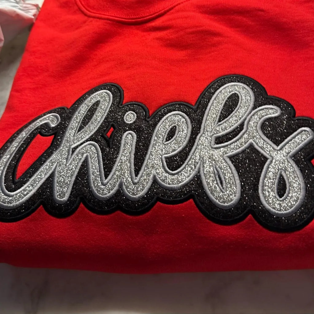 🏆 Built for Glory, Made for Us - Custom Glitter Embroidered Mascot Sweatshirt / Hoodie / T-Shirt
