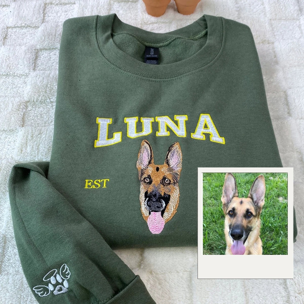 Sudaderas con retratos de mascotas personalizadas – Sudaderas bordadas con cara de perro, regalo perfecto en memoria de mascotas para mamás y papás de perros