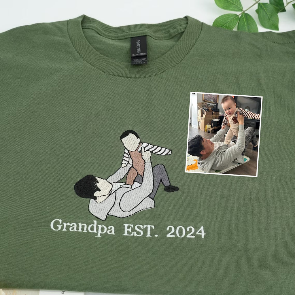 Family Reunion Custom Embroidered Portrait Sweatshirt – Personalized Dad & Family Shirt