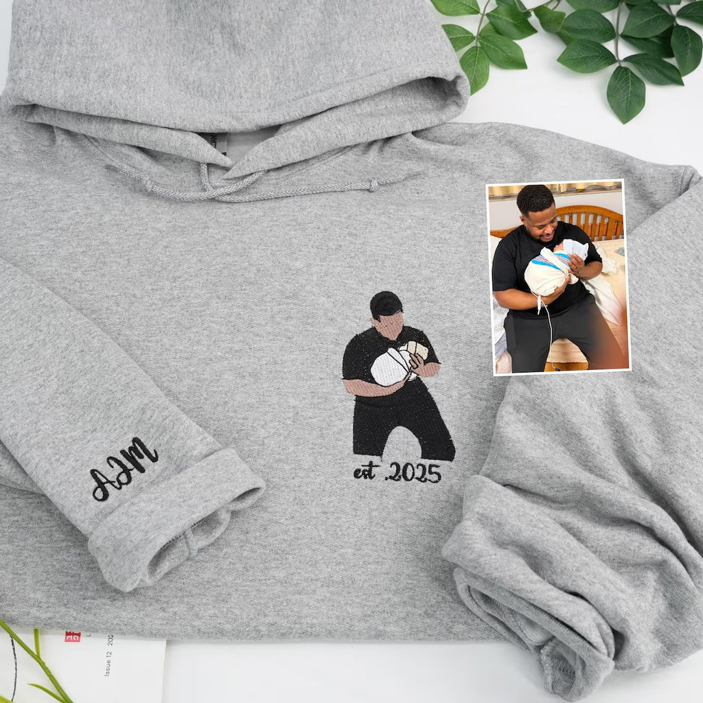 Family Reunion Custom Embroidered Portrait Sweatshirt – Personalized Dad & Family Shirt